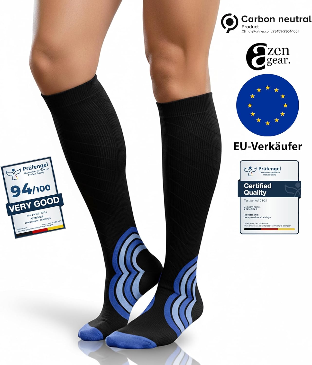 Chaussette De Compression Femme Et Homme (20-30Mmhg Classe 2) Bas De Contention Mollet Medical Sport Running De Vol Circulation, Jambes Enflées Les Varices, Voyage En Avion