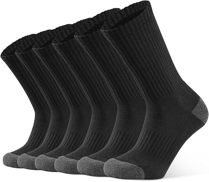 6 Pairs of Men's Sports Socks, Sizes 39-42 and 43-46, Breathable, Reinforced, Comfortable Cotton Socks for Running, Tennis, Hiking, and Cycling, in White, Black, and Gray