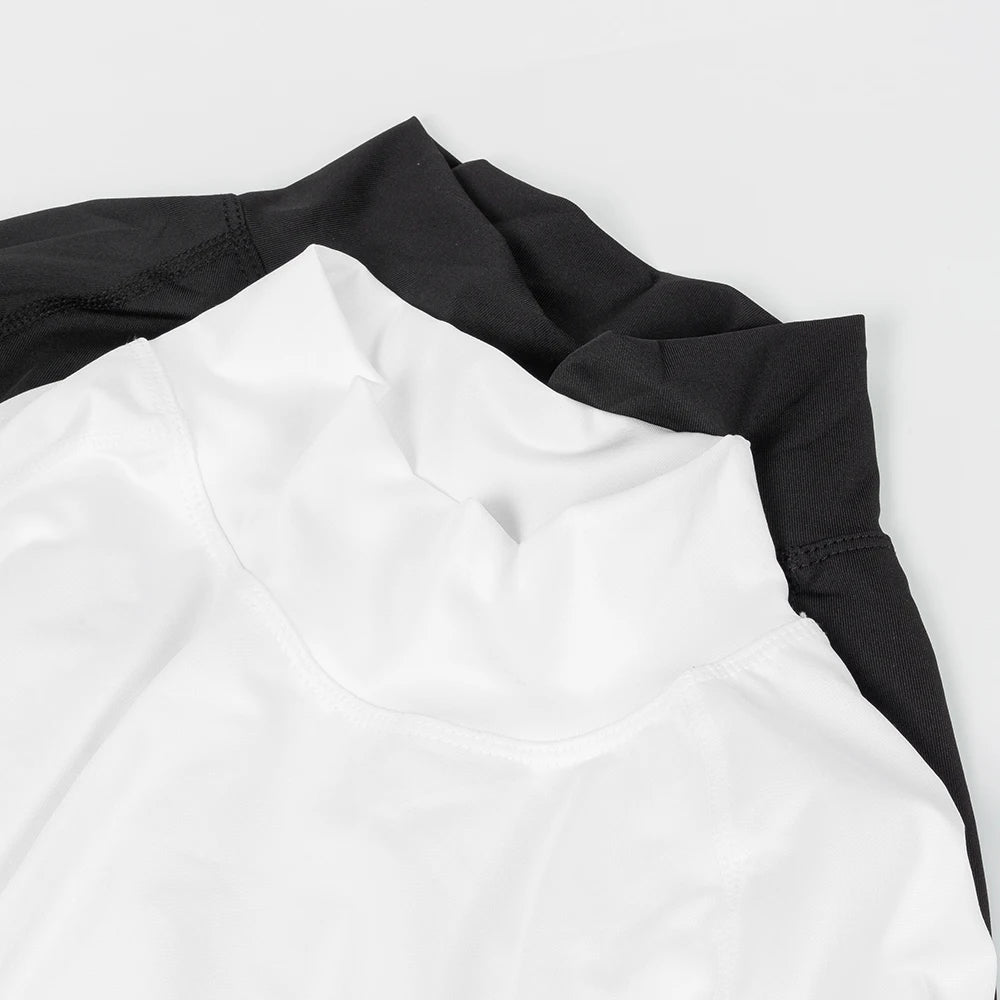 Mens Bodybuilding Sports Tight T-Shirt Summer Compression Turtleneck Short Sleeve Gym Fitness Running Quick Dry Male Workout Top